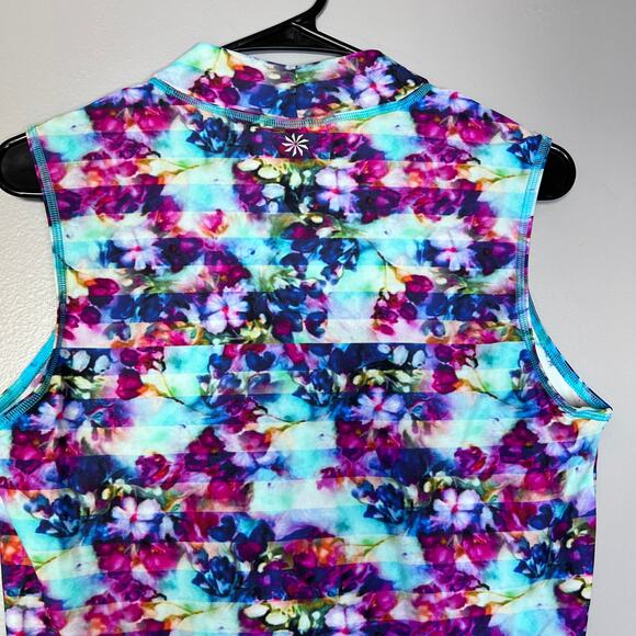 Athleta Women’s Sleeveless Tank Top M Floral Tie Dye Print Multicolor Stretch - Picture 7 of 8